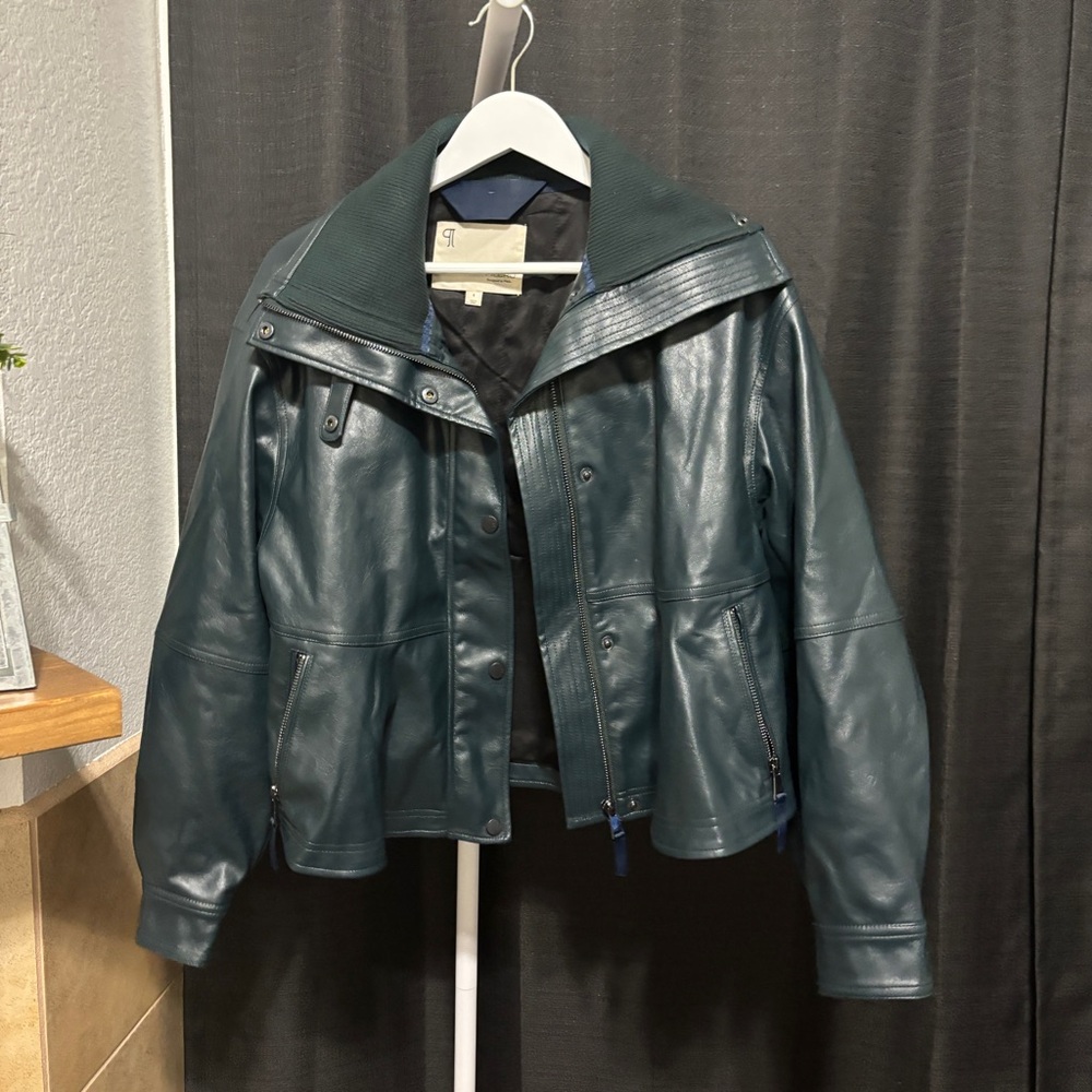 Pilcro Deep Teal Faux Leather Jacket